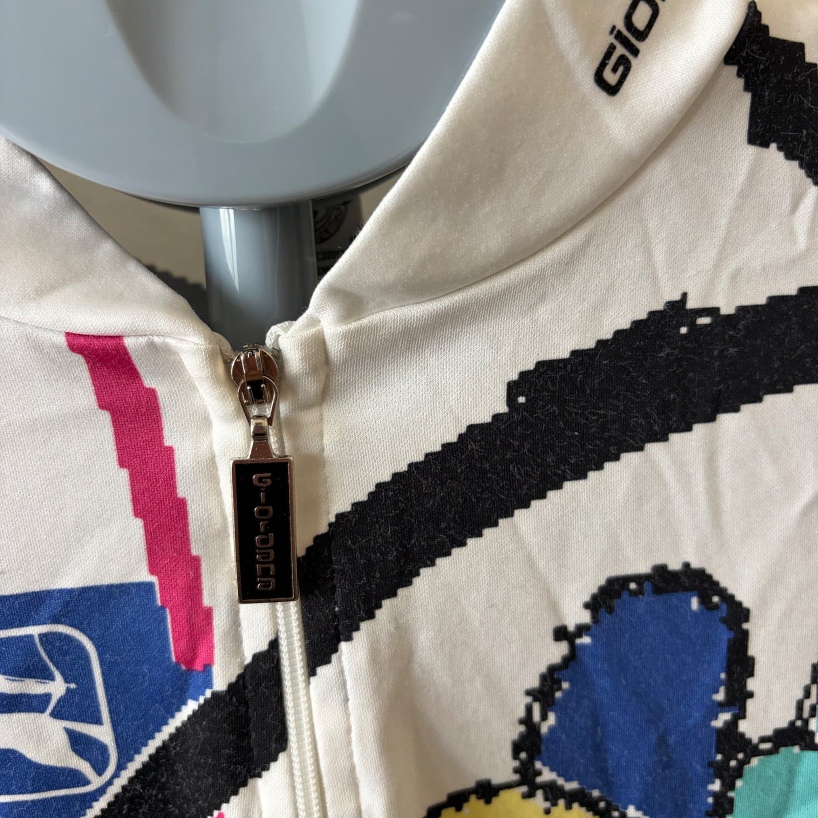 Giordana Cycling Jersey Womens XL White Mickey Mouse 90s Pop Art Quarter Zip - Thumbnail 5