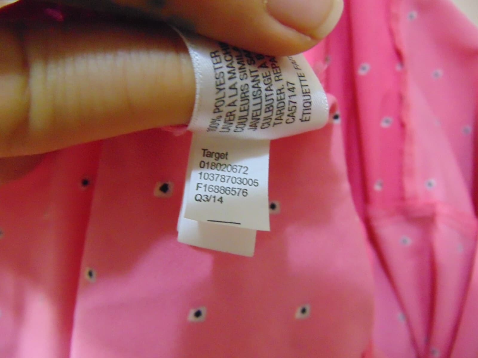 Merona Button Blouse Shirt Relaxed Fit Shrink Resistant Pink W/ Dots - Size XL - Thumbnail 9