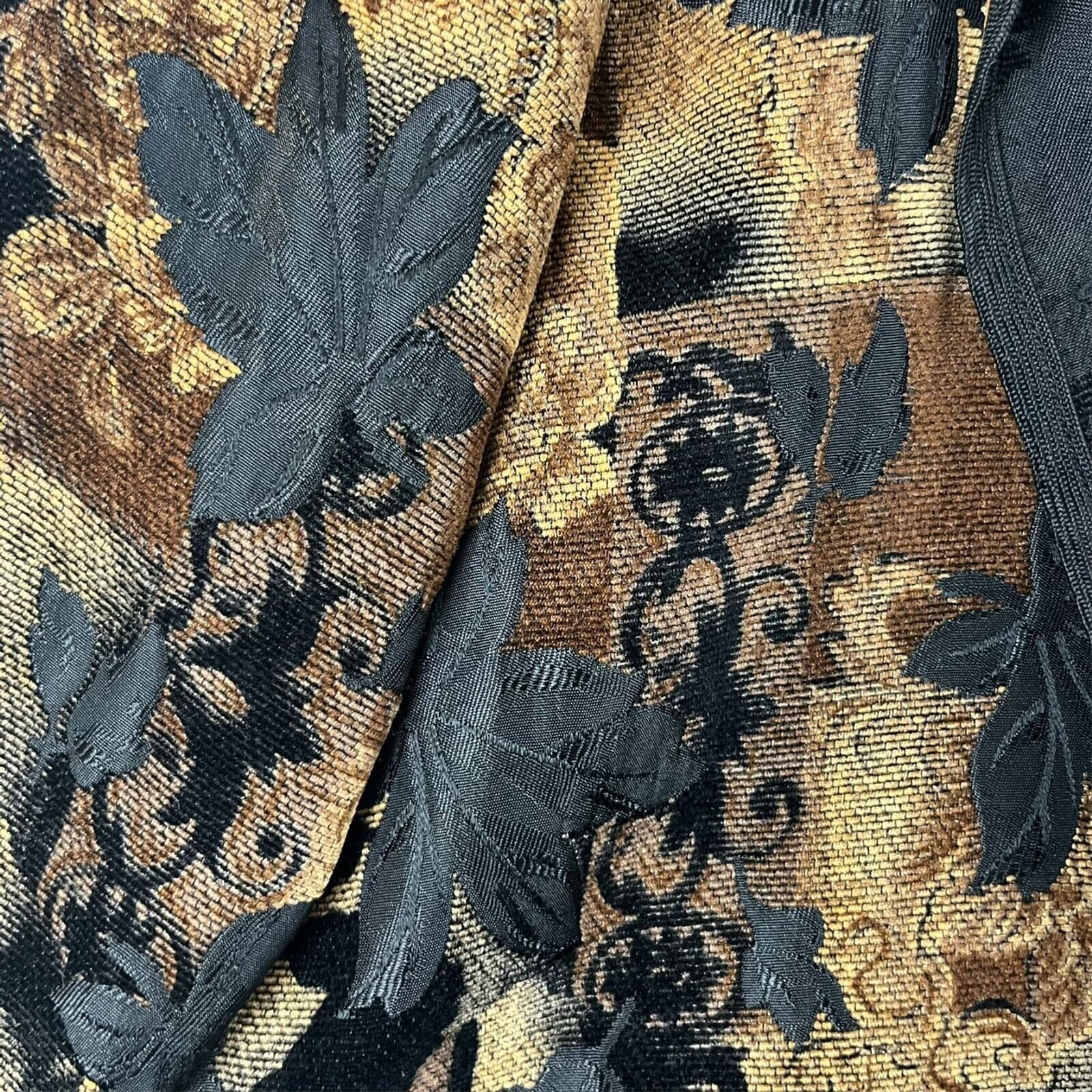 Women Reversible Tapestry Jacket Mrd Brown Fall Leaves Coat Cottage Countryside - Thumbnail 3