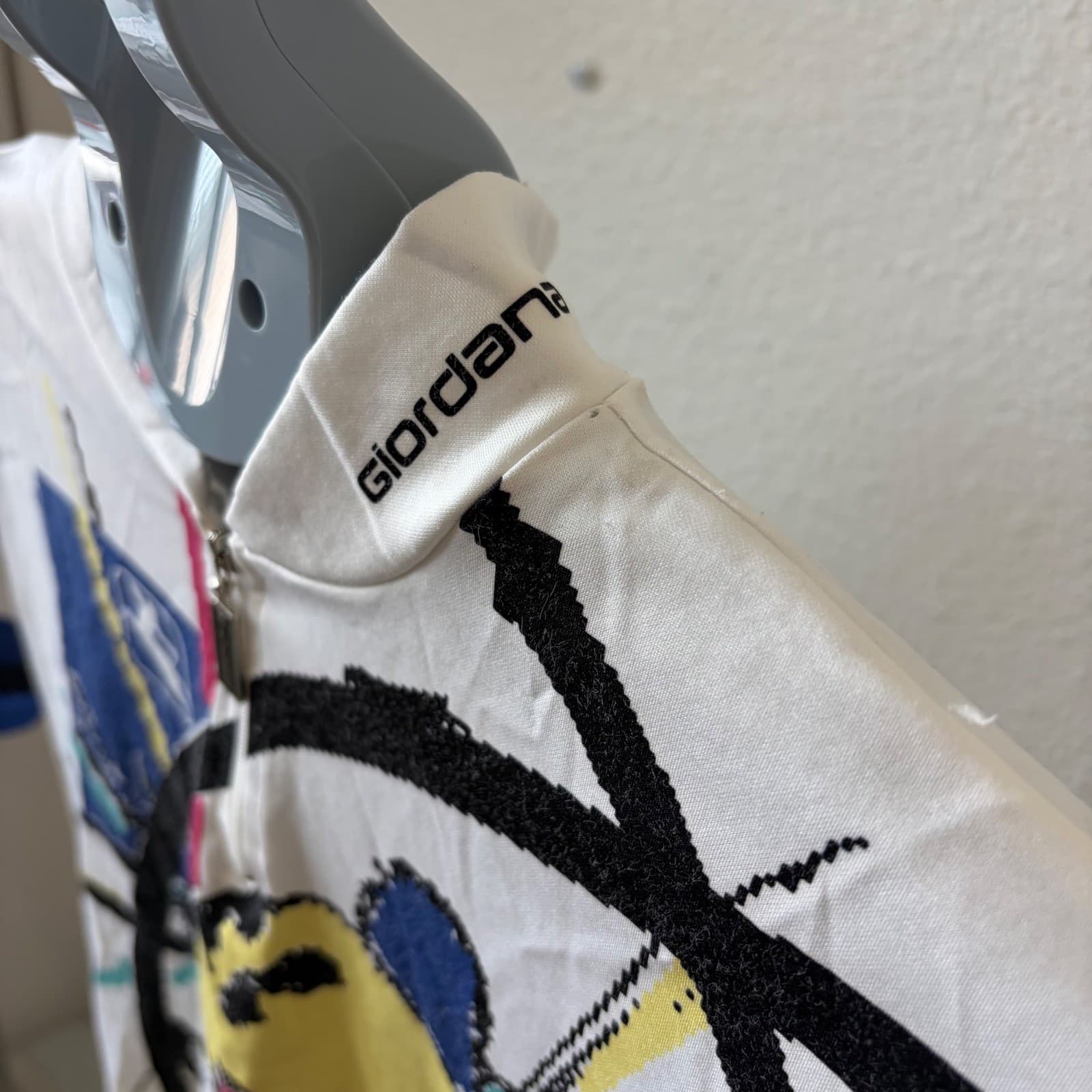 Giordana Cycling Jersey Womens XL White Mickey Mouse 90s Pop Art Quarter Zip - Thumbnail 2