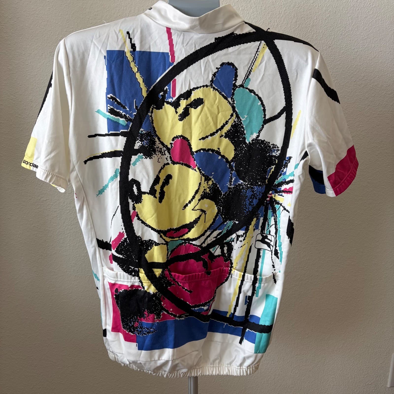 Giordana Cycling Jersey Womens XL White Mickey Mouse 90s Pop Art Quarter Zip - Thumbnail 3