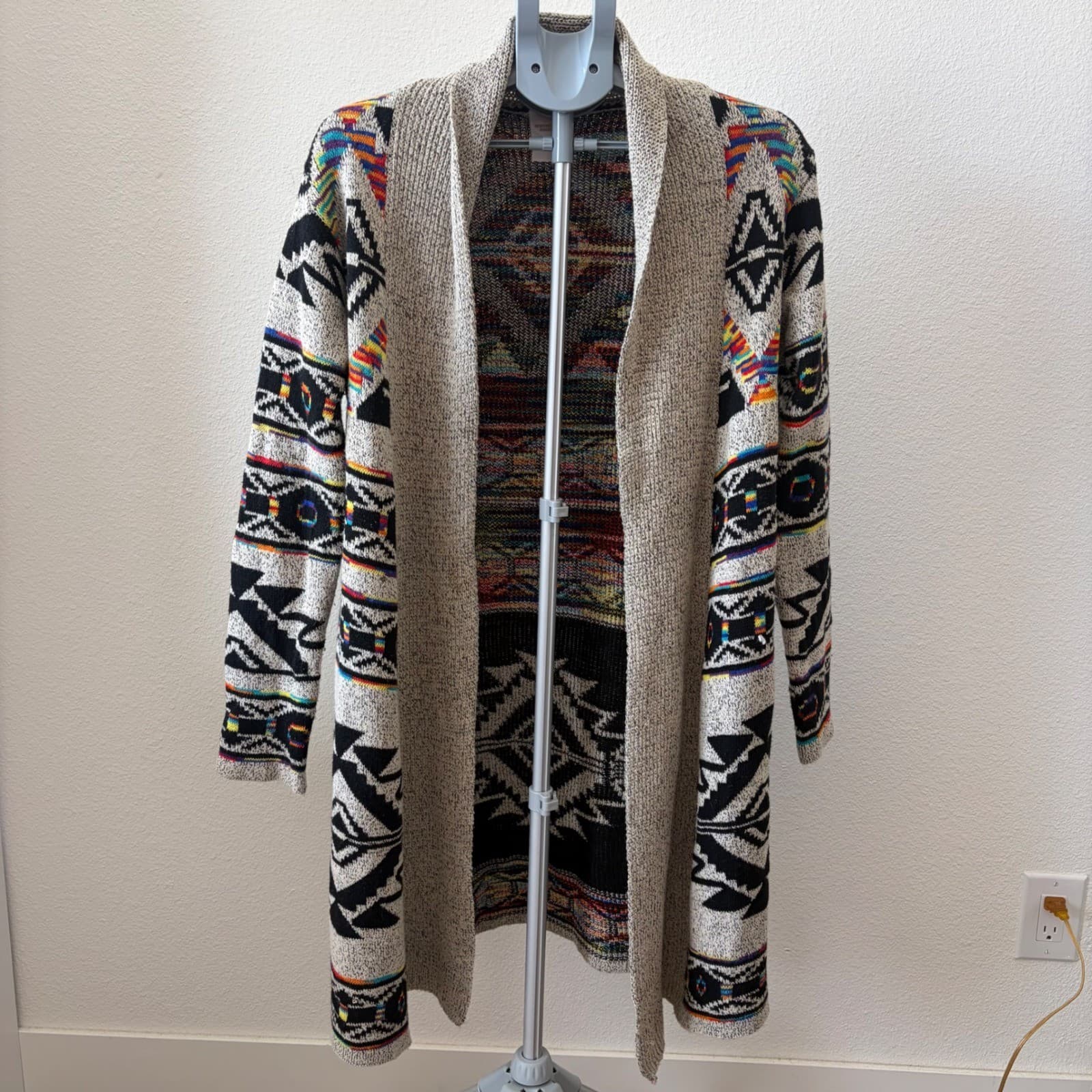 Northern Angel Cardigan Women L Multicolor Southwestern Aztec Longline - Thumbnail 2