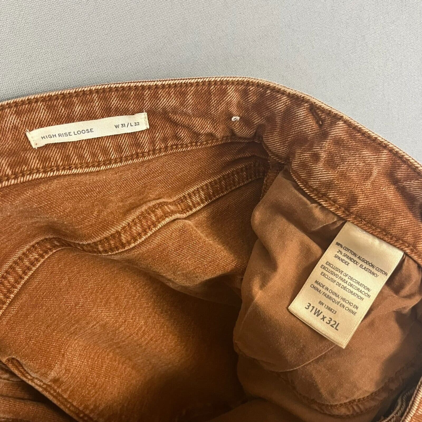 Cloe + Wolf Wide Leg Jeans Women 31X32 Copper Brown Denim Distressed Button Fly - Thumbnail 9