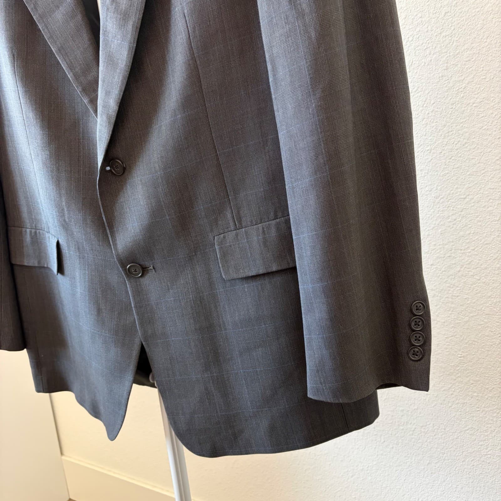 Hart Schaffner Marx Blazer Mens 40R Grey Windowpane Nordstrom Suit Coat 2 Button - Thumbnail 2
