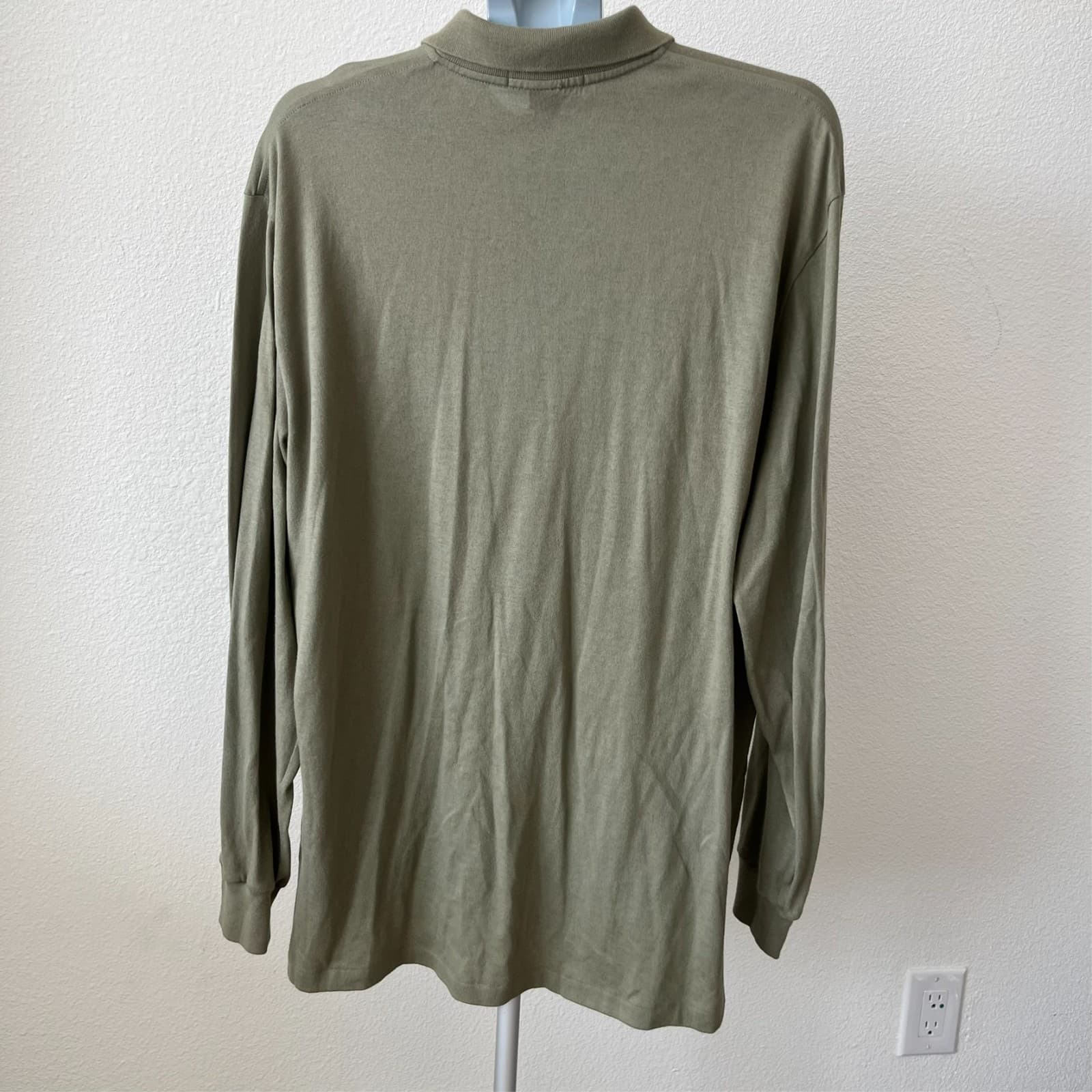 Vintage Polo By Ralph Lauren Long Sleeve Polo Shirt 90s Men's XL Green Soft/Thin - Thumbnail 3