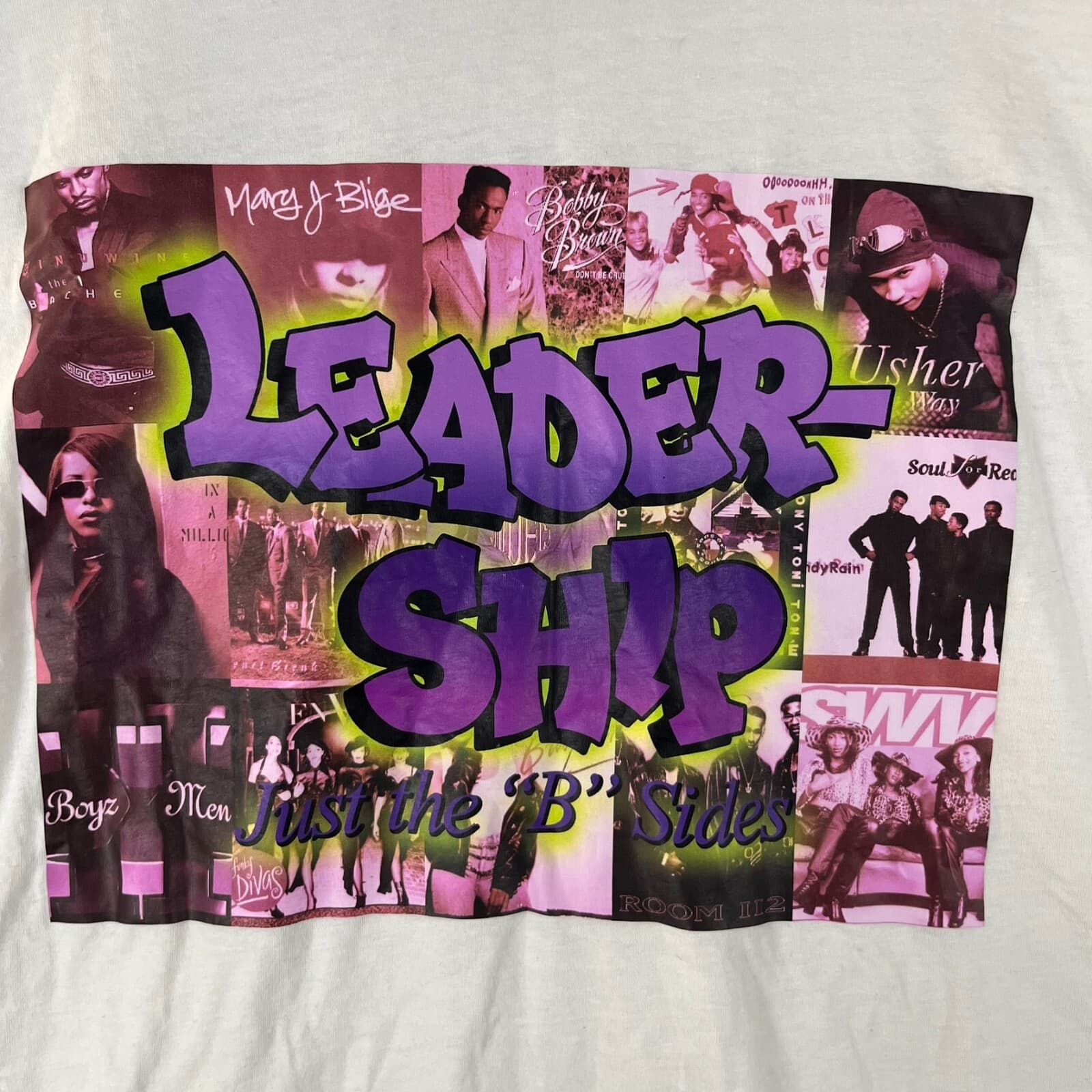 Next Level Unisex Shirt XL White & Purple 90's Rap Hip Hop and R&B Artists - Thumbnail 2