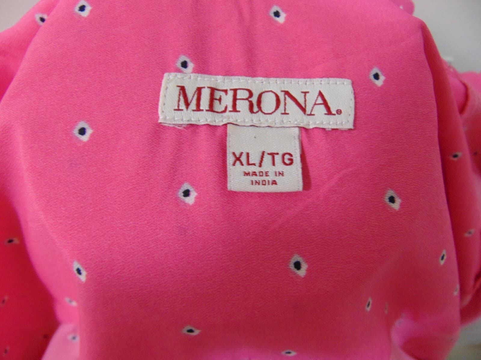 Merona Button Blouse Shirt Relaxed Fit Shrink Resistant Pink W/ Dots - Size XL - Thumbnail 6