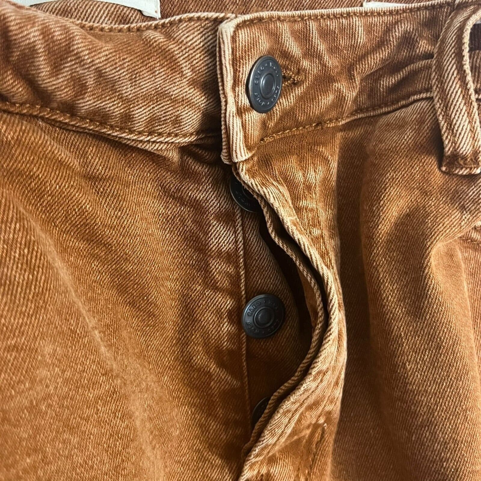 Cloe + Wolf Wide Leg Jeans Women 31X32 Copper Brown Denim Distressed Button Fly - Thumbnail 10