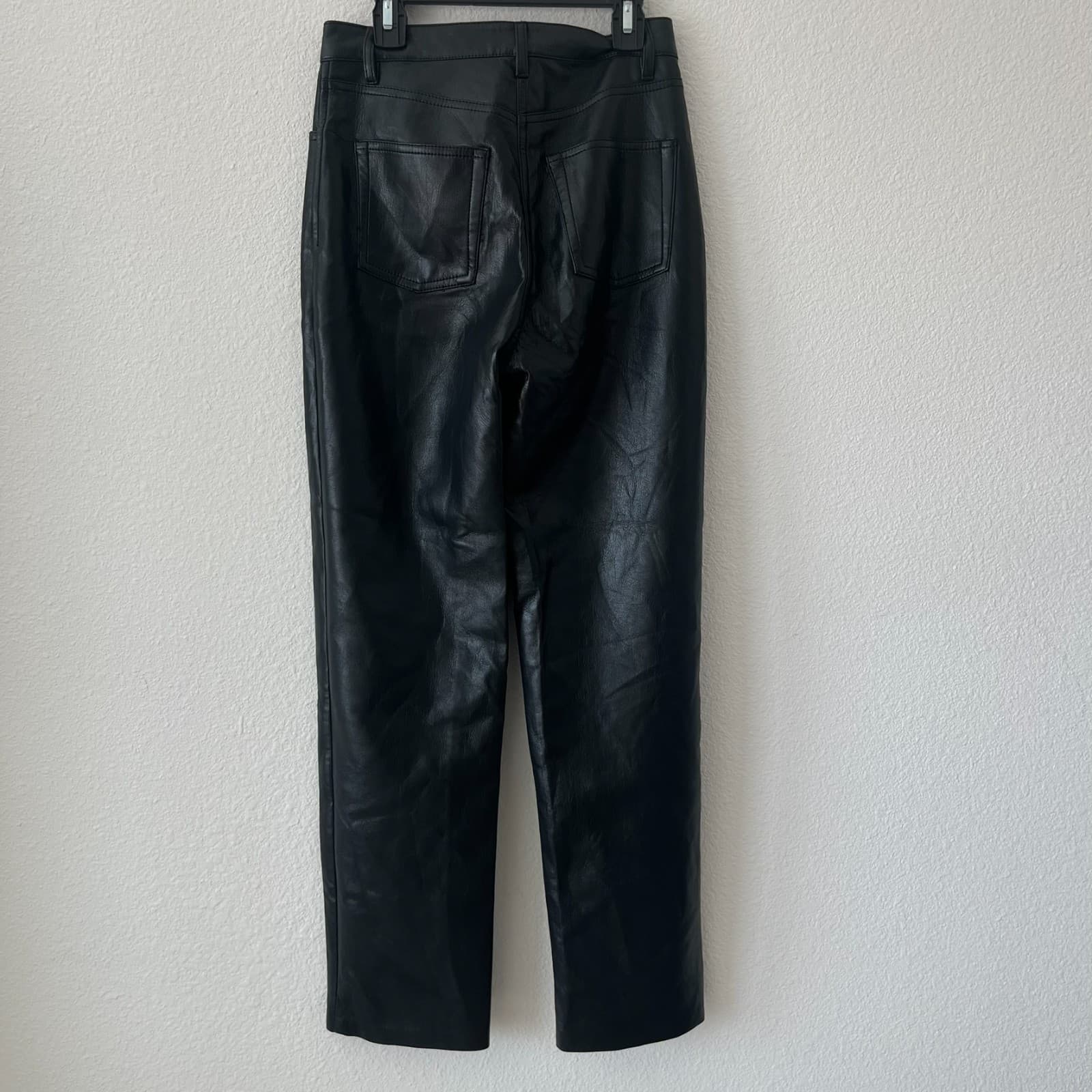 Wilfred Leather Pants Women's 0 Black 5-Pockets Flat Front Straight Leg Zip Fly - Thumbnail 2