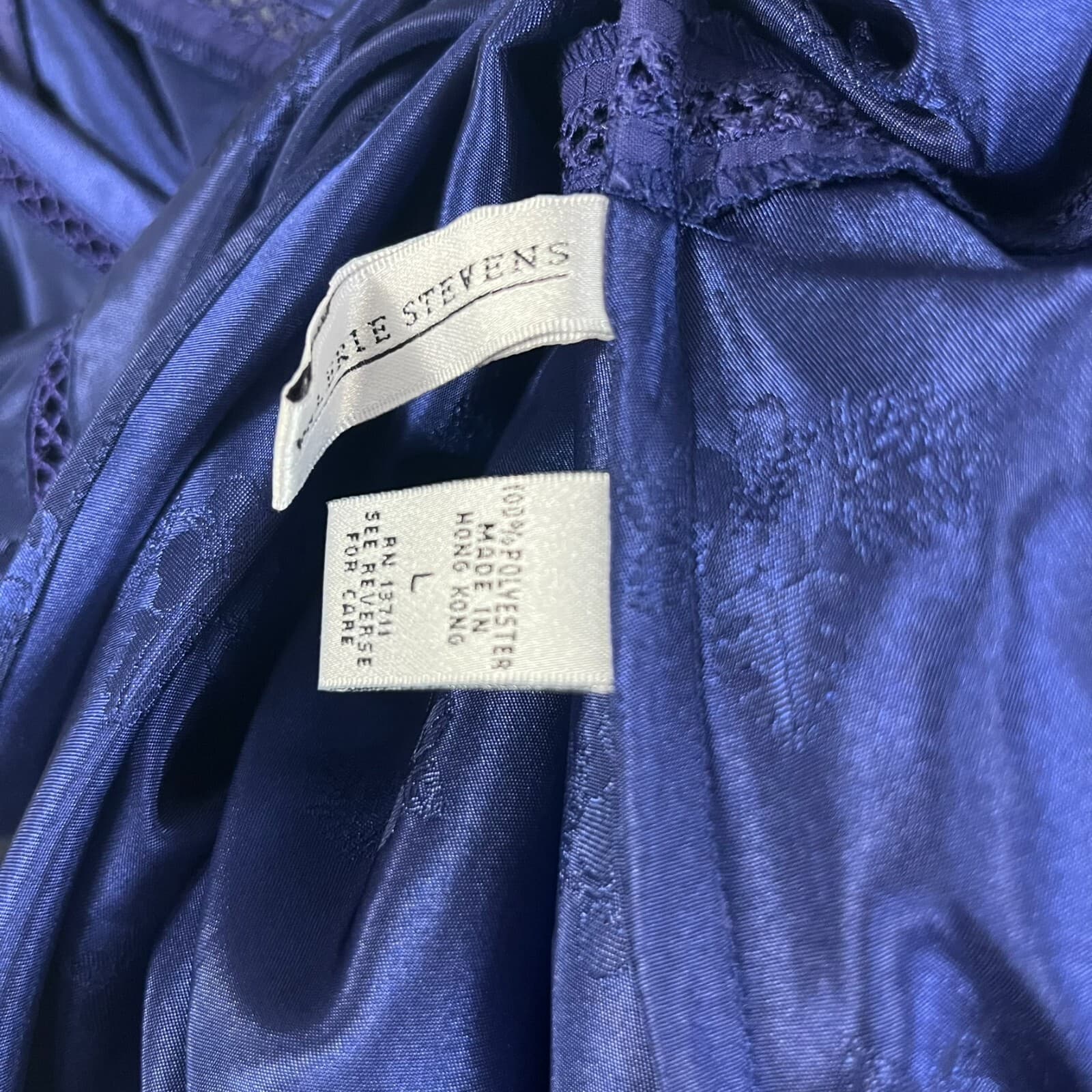 VTG Valerie Stevens Intimates Chemise Nightgown Blue Floral Sleepwear Size LG - Thumbnail 4