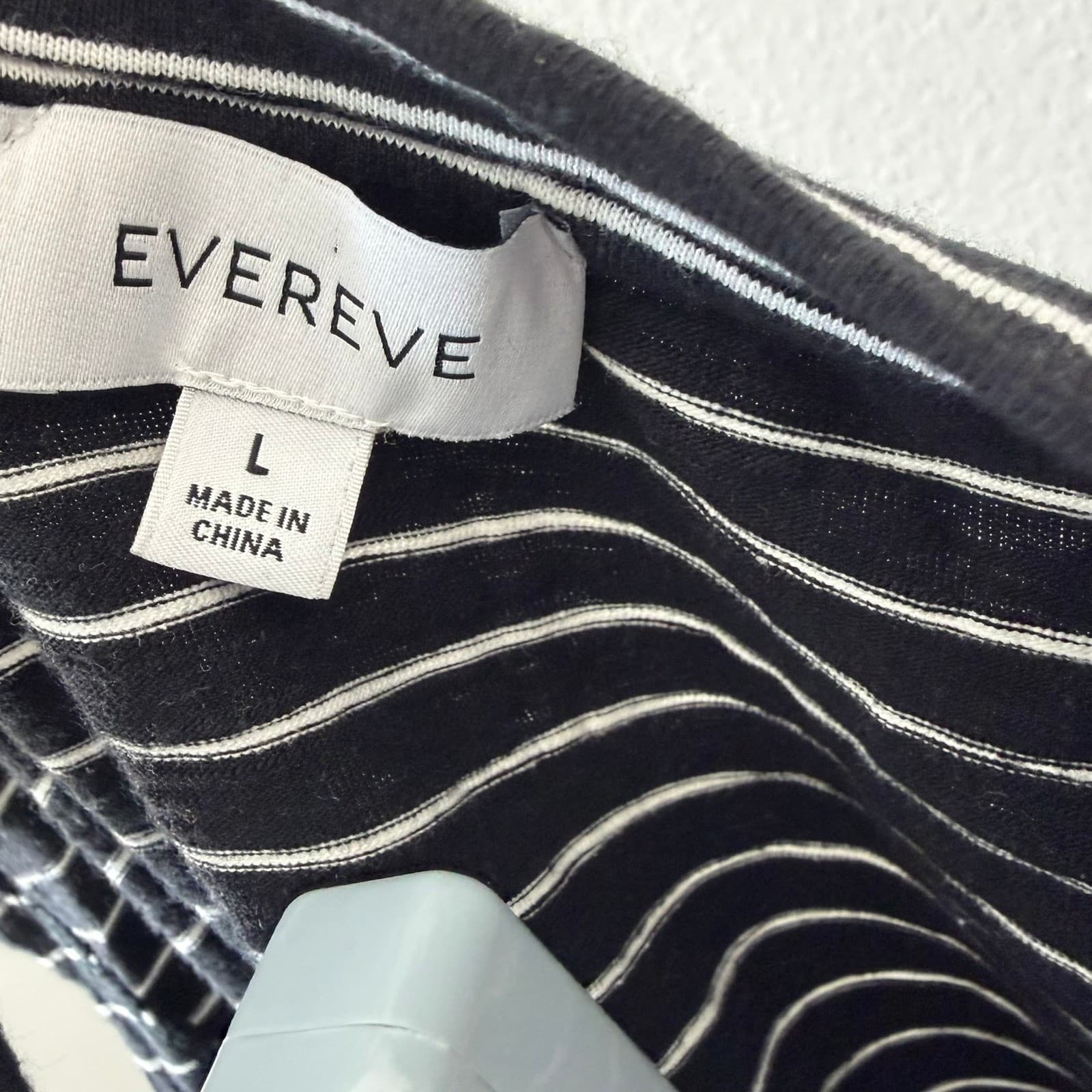 Evereve Striped Shift Dress Womens Large Black White Cotton Sleeveless ED9272E - Thumbnail 3