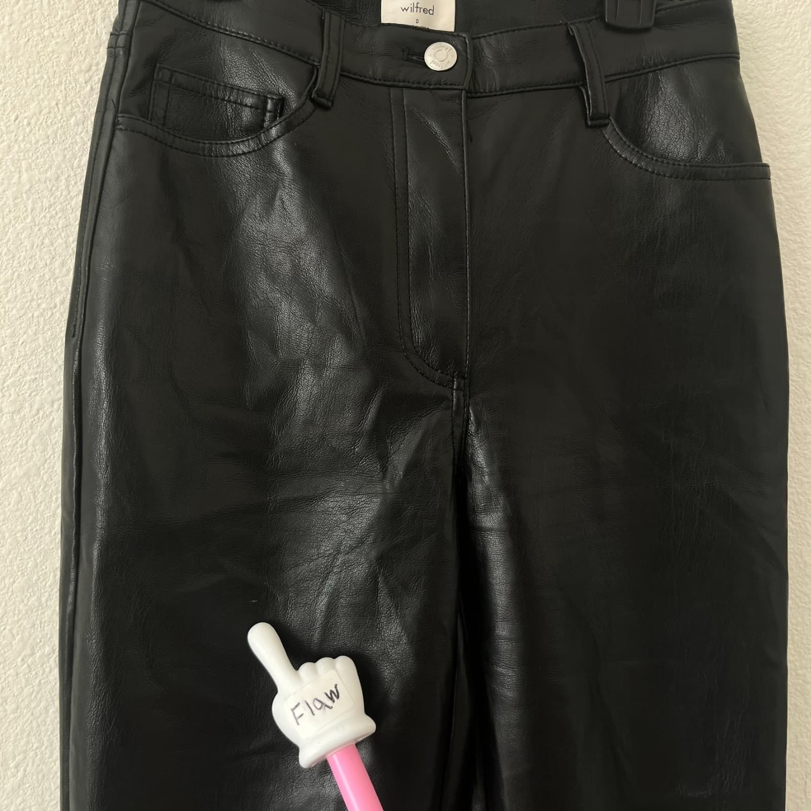 Wilfred Leather Pants Women's 0 Black 5-Pockets Flat Front Straight Leg Zip Fly - Thumbnail 4