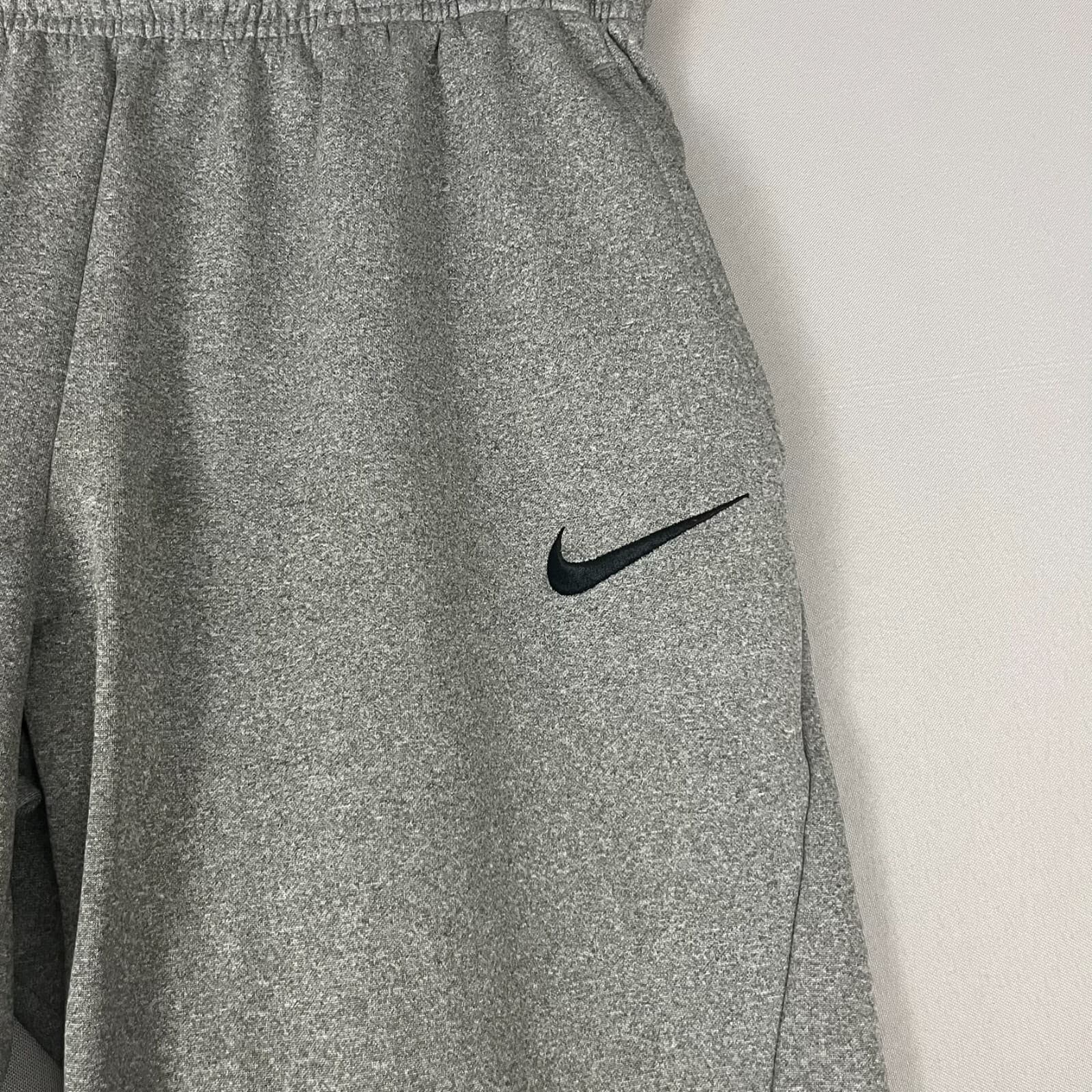Nike Dri-Fit Sweatpants Men's Medium Heather Gray Fleece Lined Pockets Fitness - Thumbnail 3