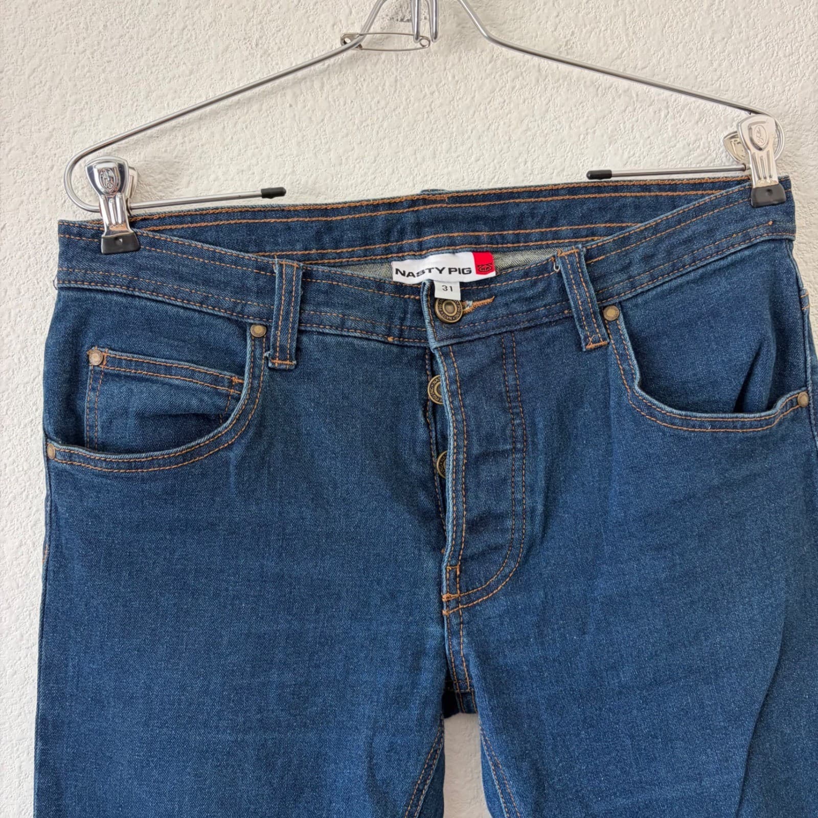 Nasty Pig Jeans Mens 31 Dark Wash Slim Straight Button Fly Stretch Denim Indigo - Thumbnail 2