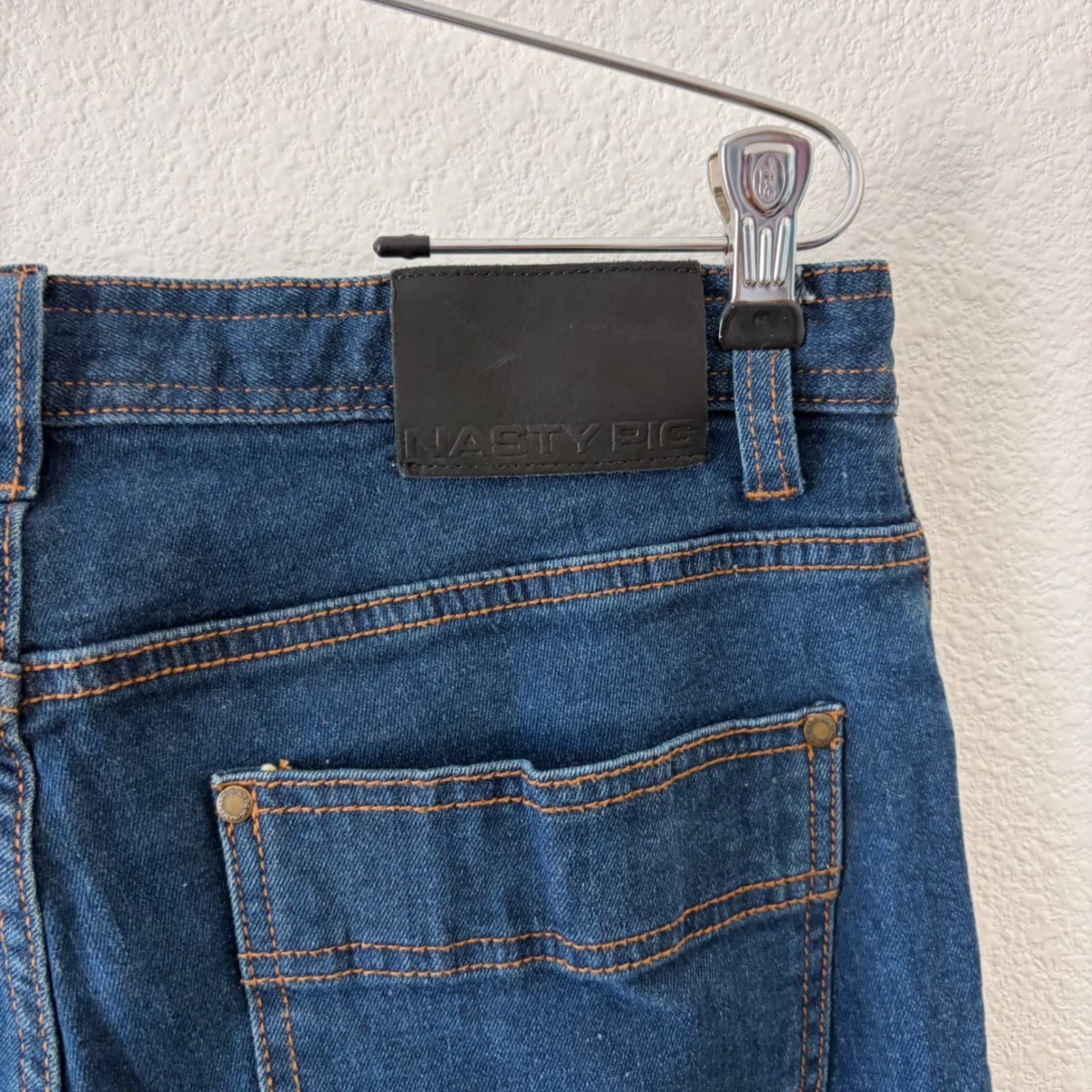 Nasty Pig Jeans Mens 31 Dark Wash Slim Straight Button Fly Stretch Denim Indigo - Thumbnail 3