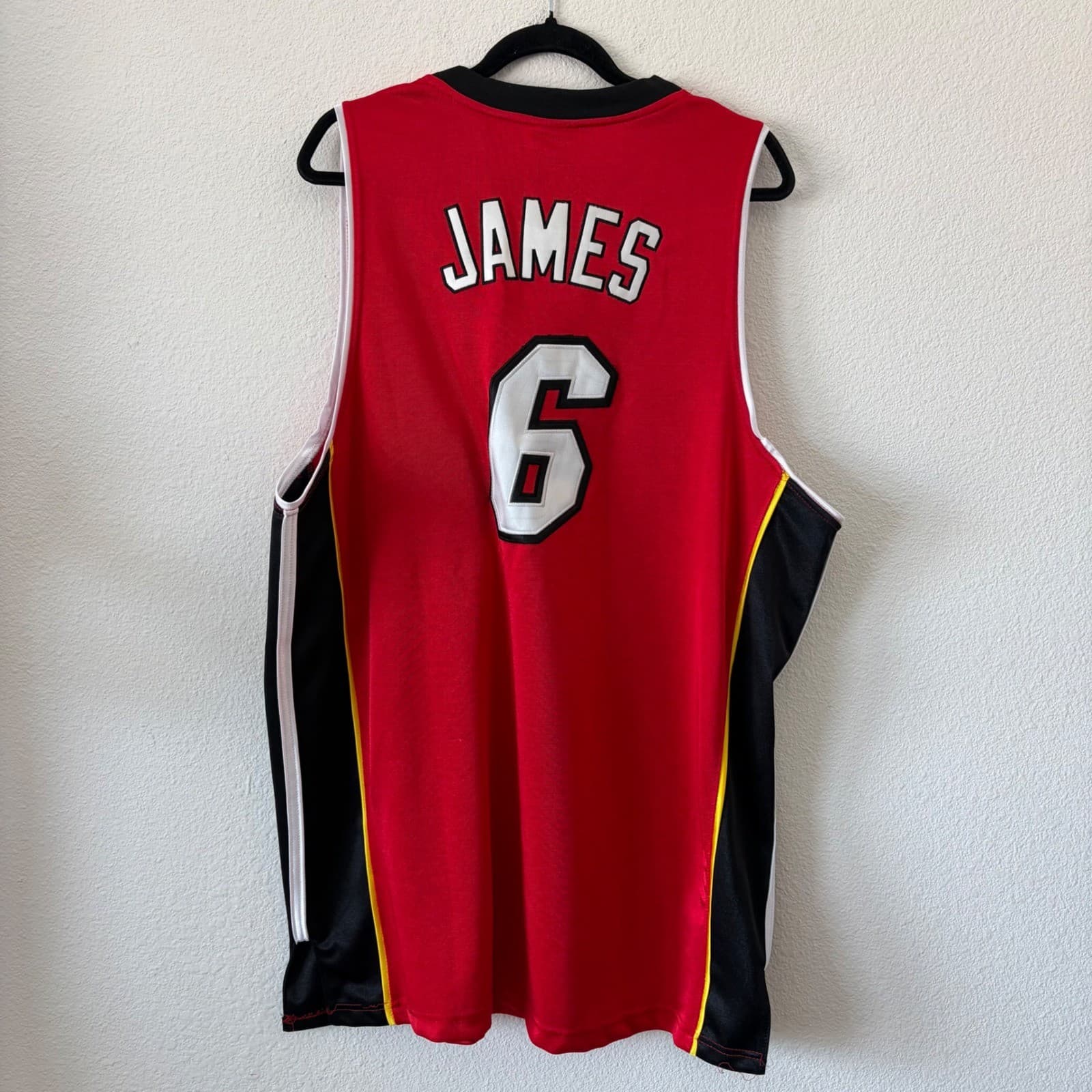 Adidas Miami Heat LeBron James Jersey Mens 52 XL Red NBA Swingman #6 - Thumbnail 5