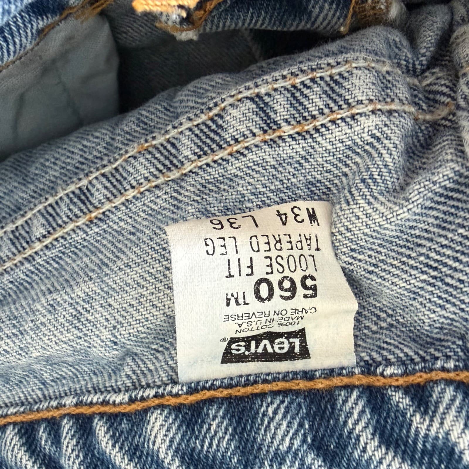 Levis 560 Loose Fit Tapered Leg Jeans Mens 34x36 Y2K Vintage 90s Made in USA - Thumbnail 6
