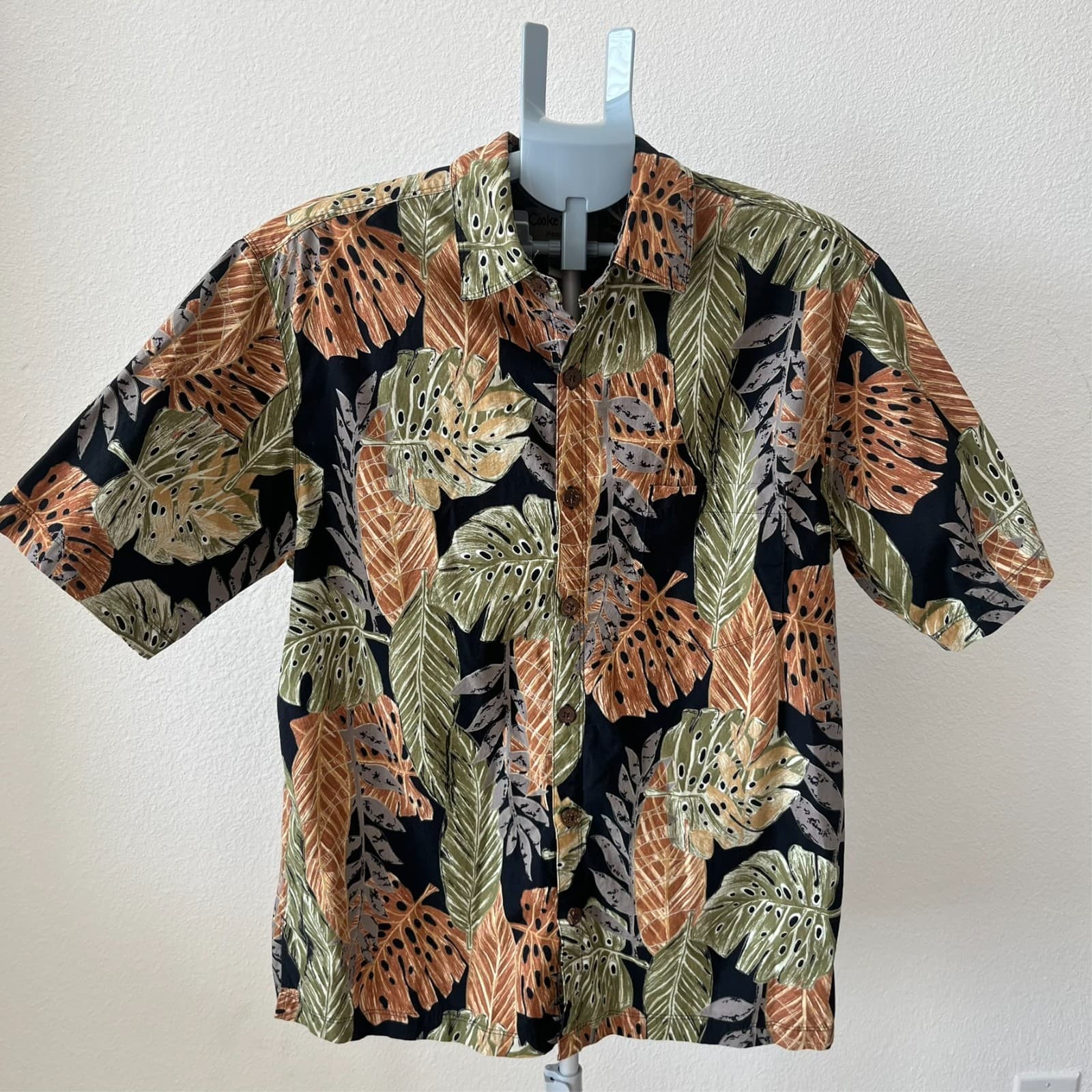 Cooke Street Mens Hawaiian Shirt LG Bold Monstera Leaf Bold Print Island Foliage - Thumbnail 2