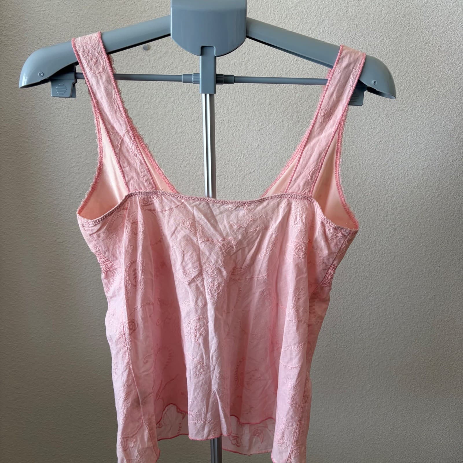 Charlotte Russe Babydoll Top Women Large Pink Y2K Embroidered Cotton 40473 - Thumbnail 3