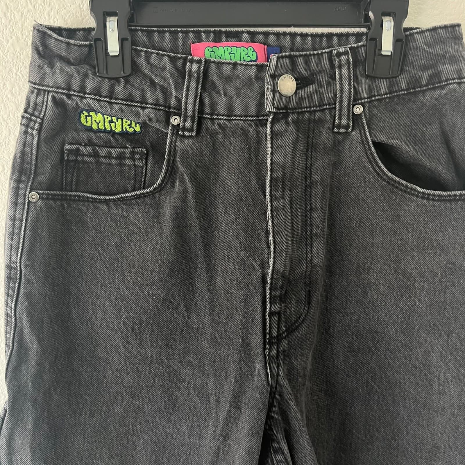 Empyre Tori Baggy Skater Cargo Jeans Women 0 Black Cotton 5-Pockets Straight Leg - Thumbnail 2
