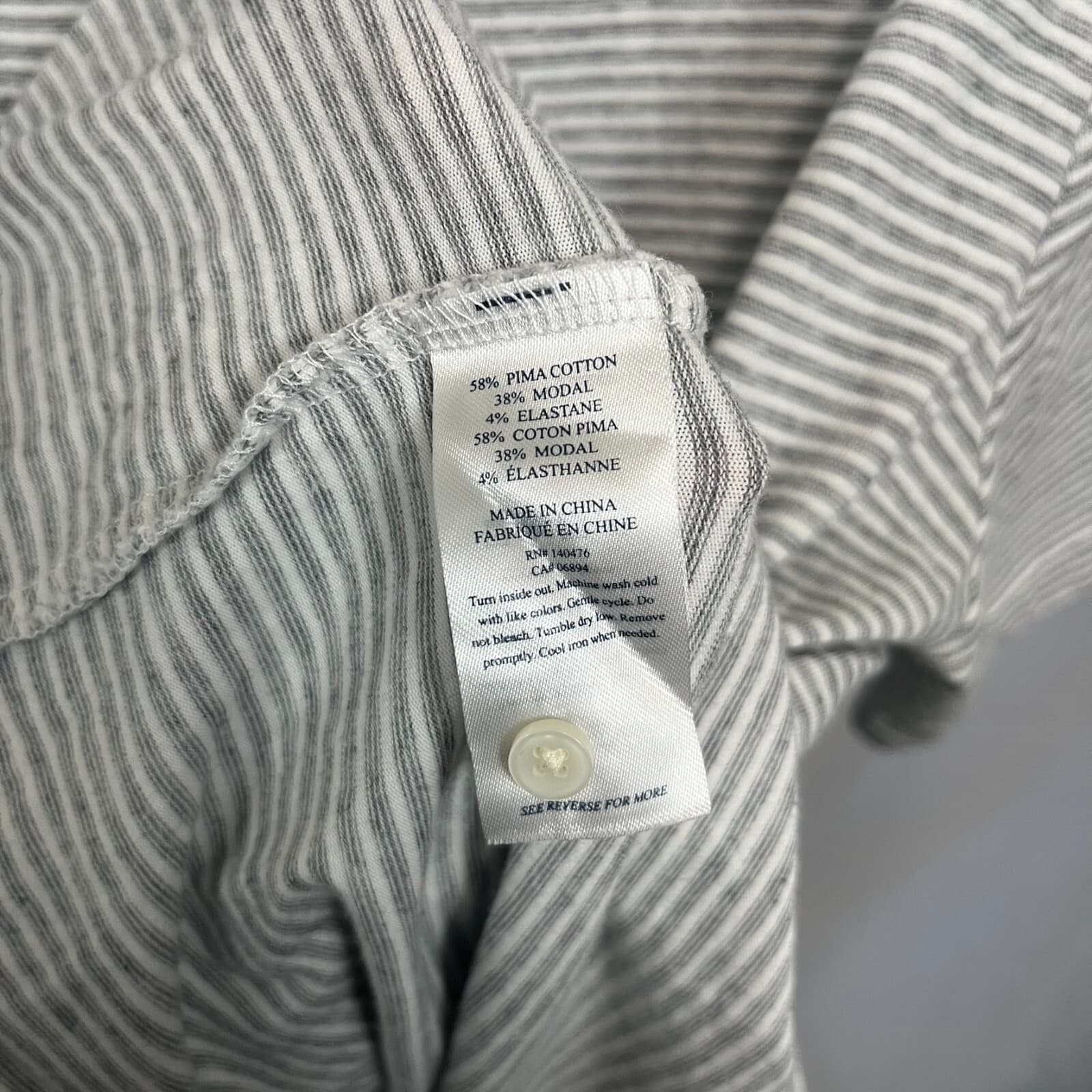 Faherty Polo Shirt Mens XL White Gray Striped Cotton Stretch Short Sleeve Golf - Thumbnail 4