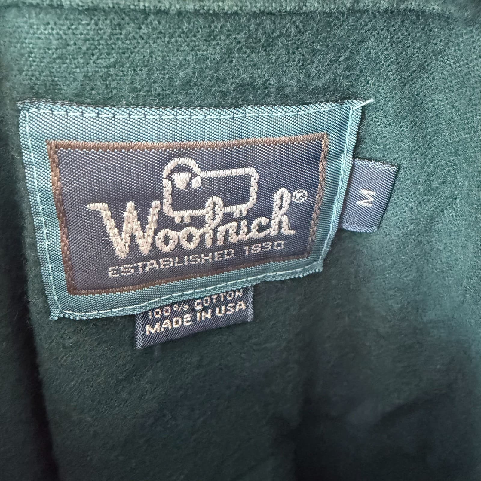 Vtg Woolrich Dartmout Shirt Mens Large Green Long Sleeve Button Down USA MADE - Thumbnail 2
