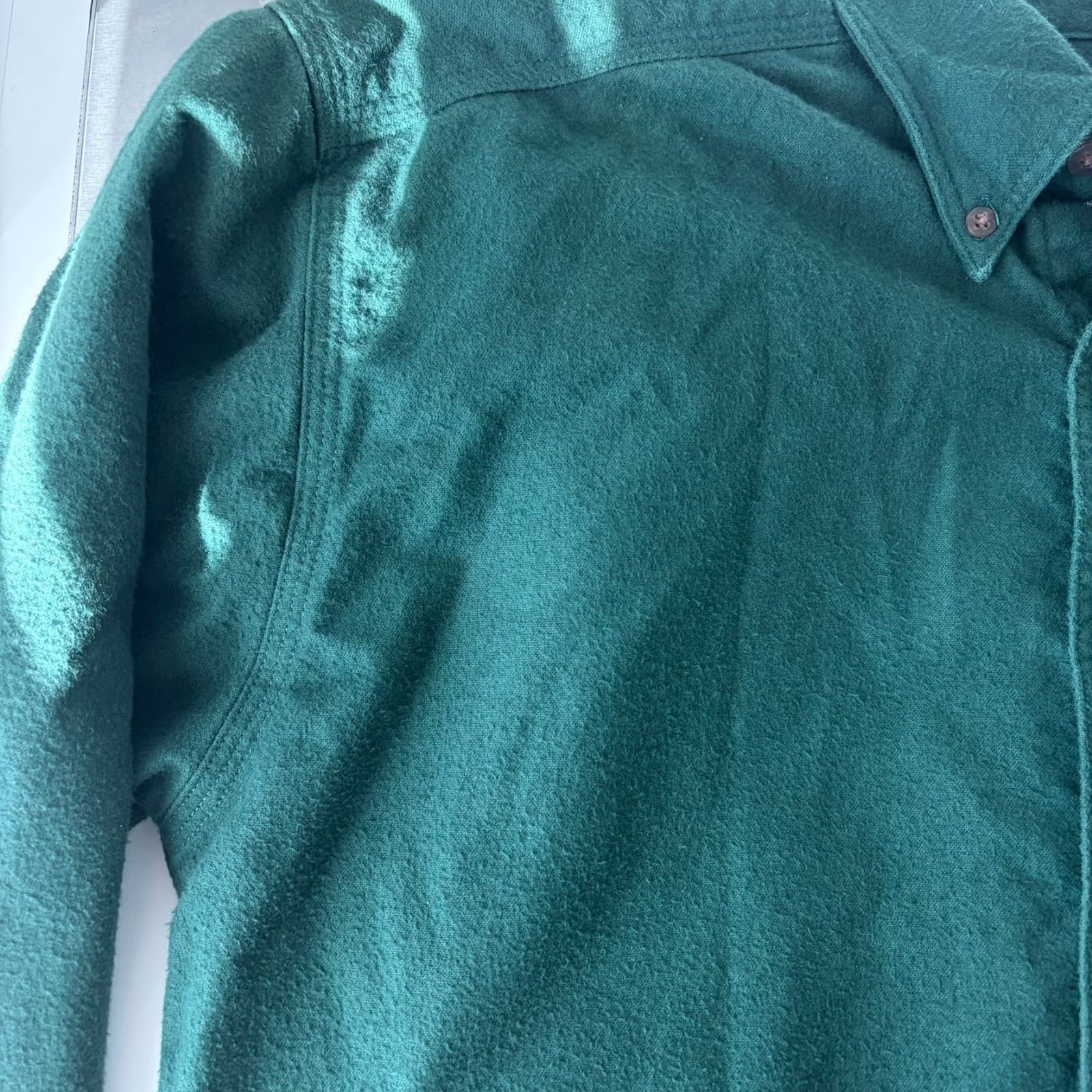 Vtg Woolrich Dartmout Shirt Mens Large Green Long Sleeve Button Down USA MADE - Thumbnail 5