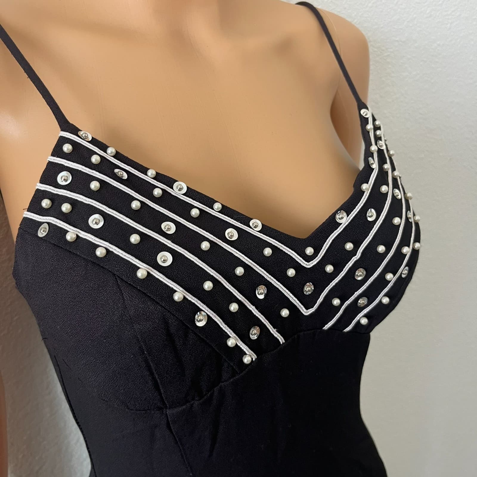 Vintage Jessica Mcclintock Gunne Sax Maxi Dress Womens 5/6 Black Peals Formal - Thumbnail 2