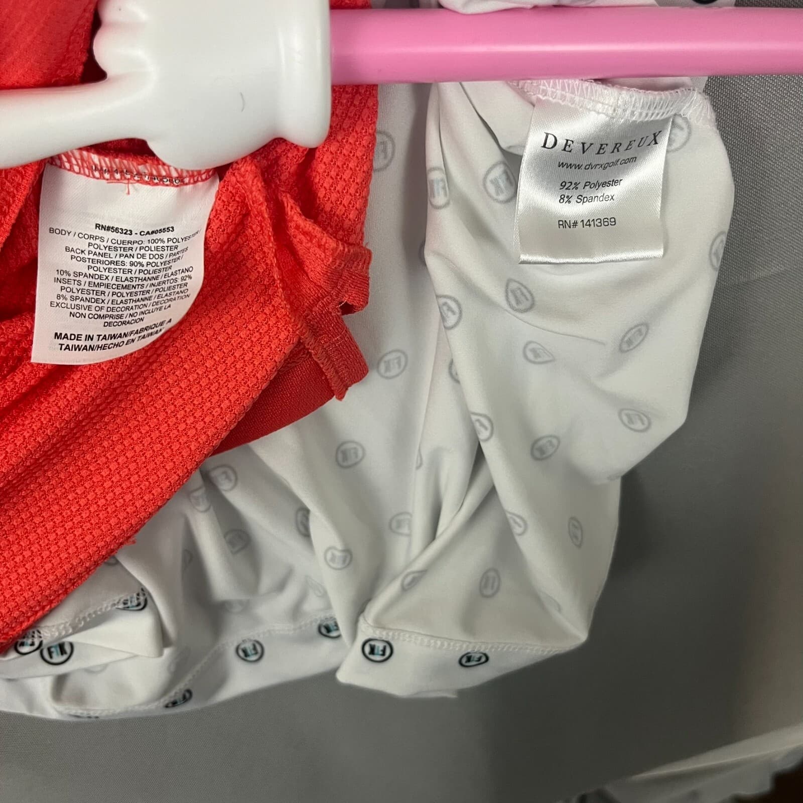 Lot of 2 Two Golf Polo Shirt Mens Medium White Orange Nike Golf & Devereux Logo - Thumbnail 6