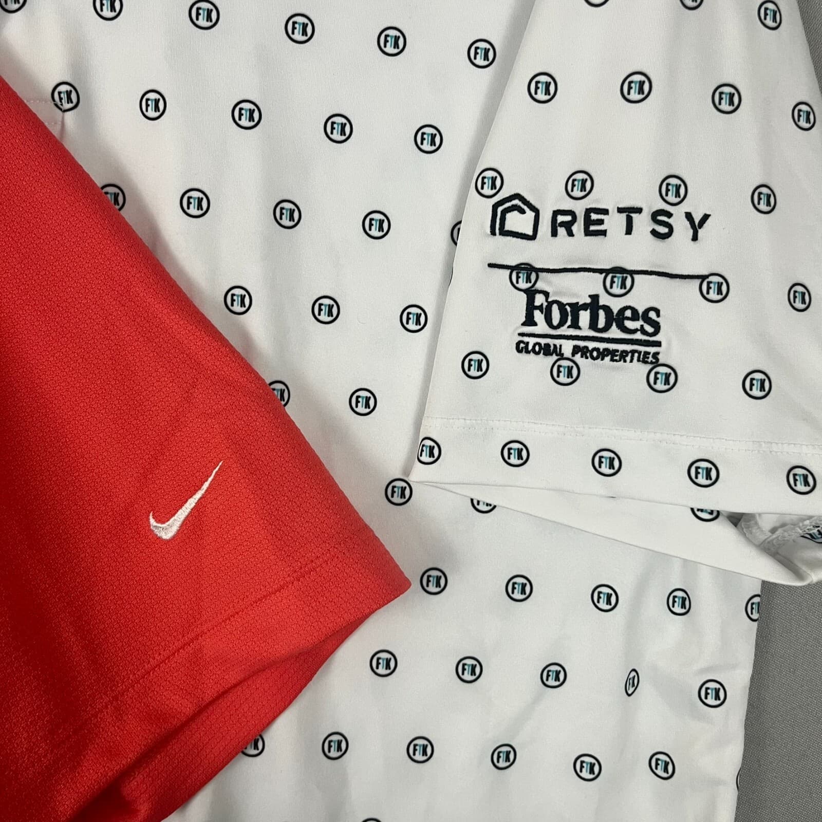 Lot of 2 Two Golf Polo Shirt Mens Medium White Orange Nike Golf & Devereux Logo - Thumbnail 4