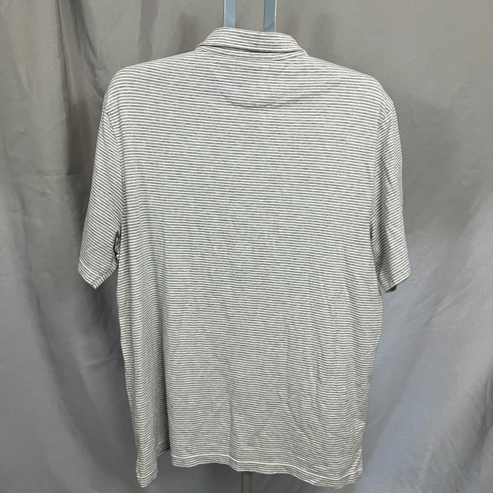 Faherty Polo Shirt Mens XL White Gray Striped Cotton Stretch Short Sleeve Golf - Thumbnail 3