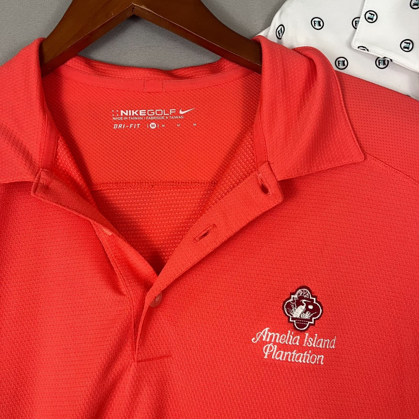 Lot of 2 Two Golf Polo Shirt Mens Medium White Orange Nike Golf & Devereux Logo - Thumbnail 2