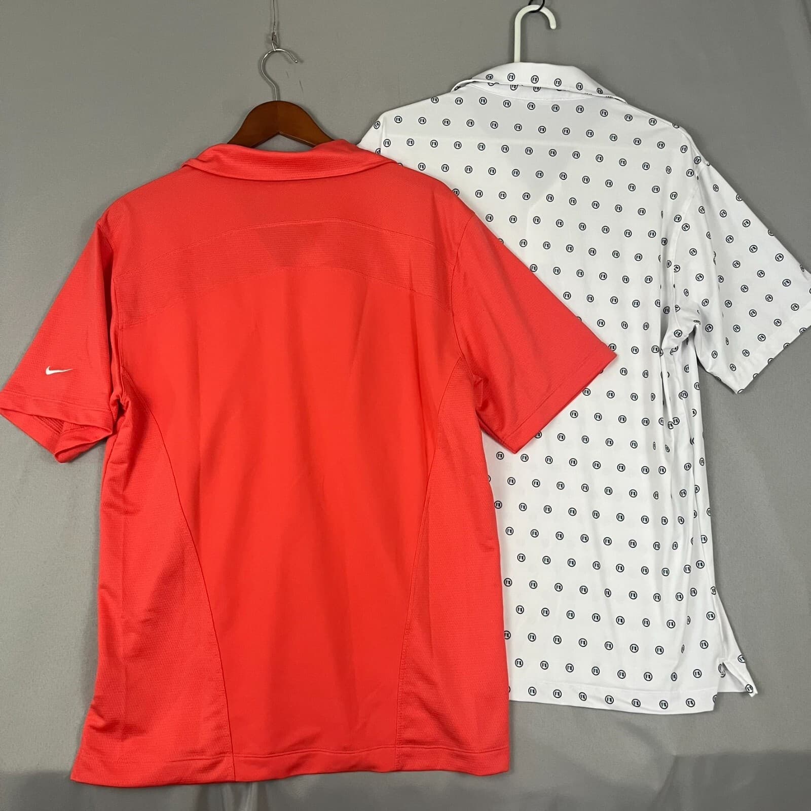 Lot of 2 Two Golf Polo Shirt Mens Medium White Orange Nike Golf & Devereux Logo - Thumbnail 5