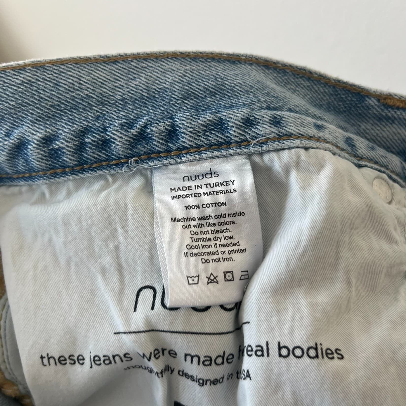 Nuuds Baggy Jeans Women's 34 Blue Denim Cotton Distressed Thrashed Frayed Hem - Thumbnail 6