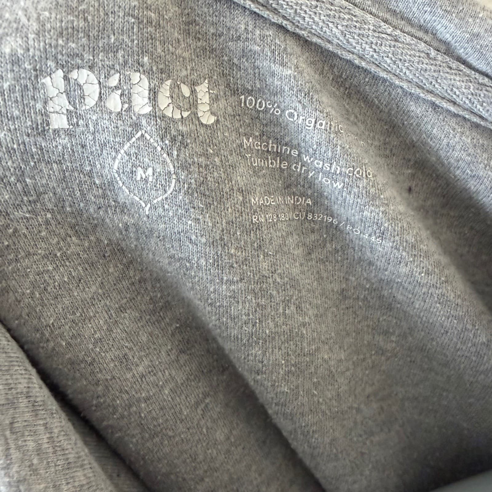 Pact Full Zip Hoodie Women Size M Grey Organic Cotton Thumbhole Pocket - Thumbnail 3
