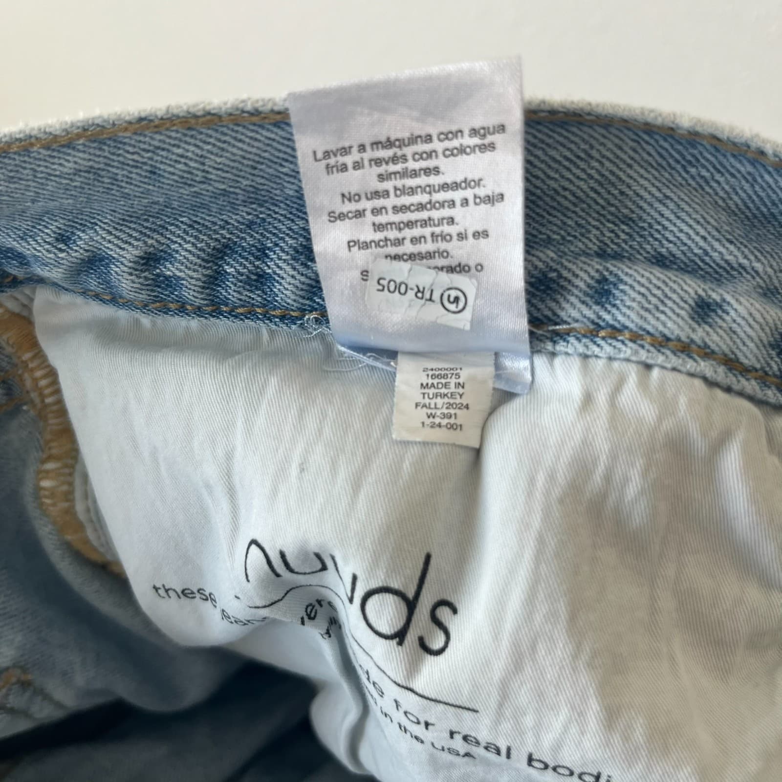 Nuuds Baggy Jeans Women's 34 Blue Denim Cotton Distressed Thrashed Frayed Hem - Thumbnail 7
