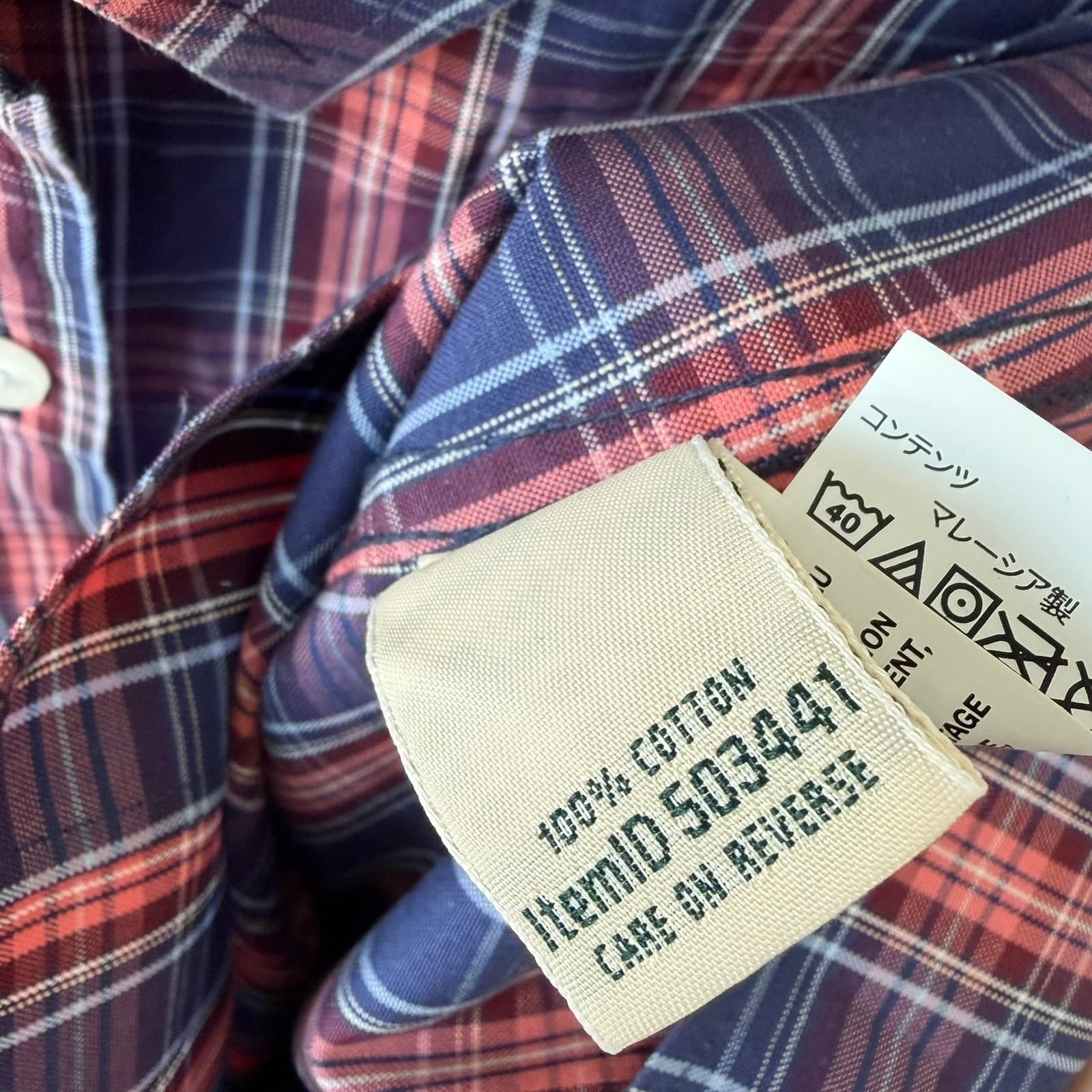L.L.Bean Button Down Women Large Blue Red Plaid Wrinkle Free 3/4 Sleeve 503441 - Thumbnail 4