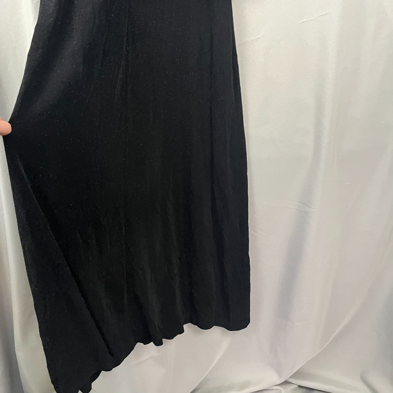VTG Alex Evenings Maxi Gown Women's 10 Black Red Floral Glitter Sparkles V-Neck - Thumbnail 10