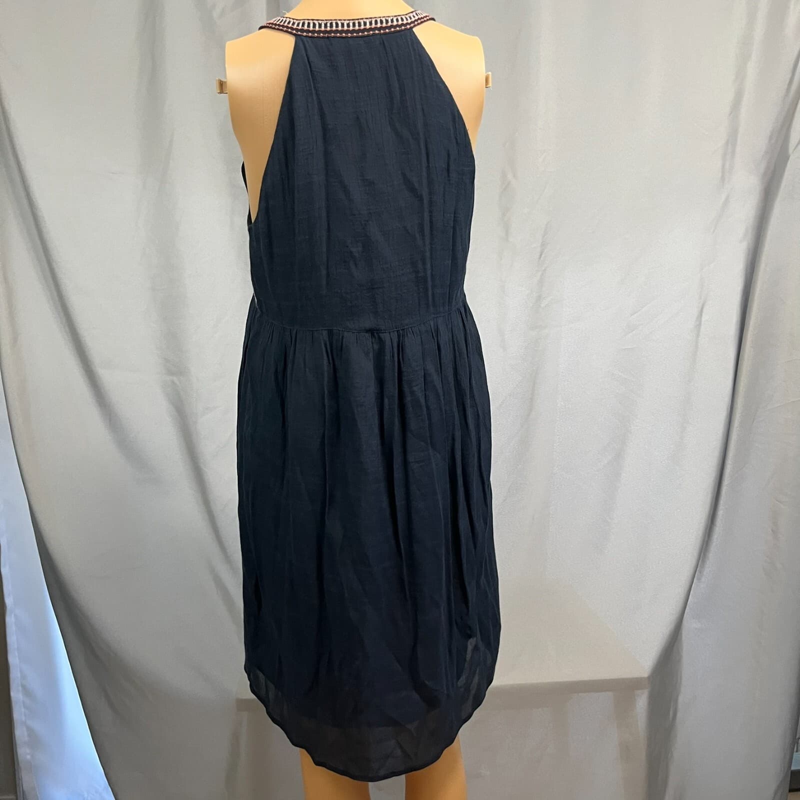 THML Fit & Flare Dress Womens Small Dark Blue Aztec Embroidered Rayon Pullover - Thumbnail 4