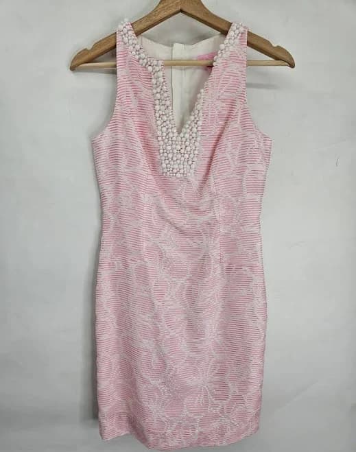Lilly Pulitzer Airy Shift Dress Sz 10 Pink Rosy Posie