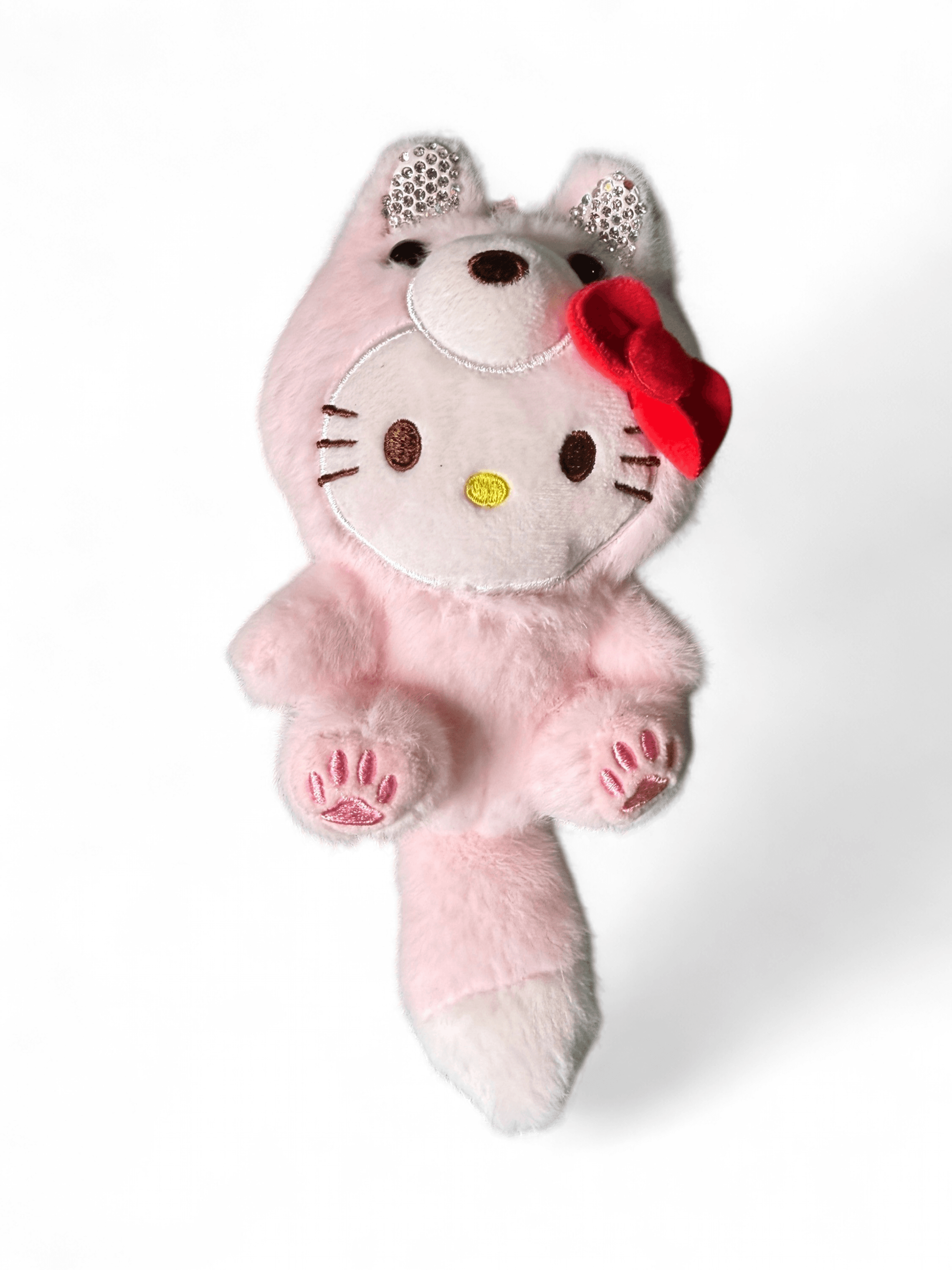 Hello Kitty Pink Plush with Rhinestone Ears and Red Bow