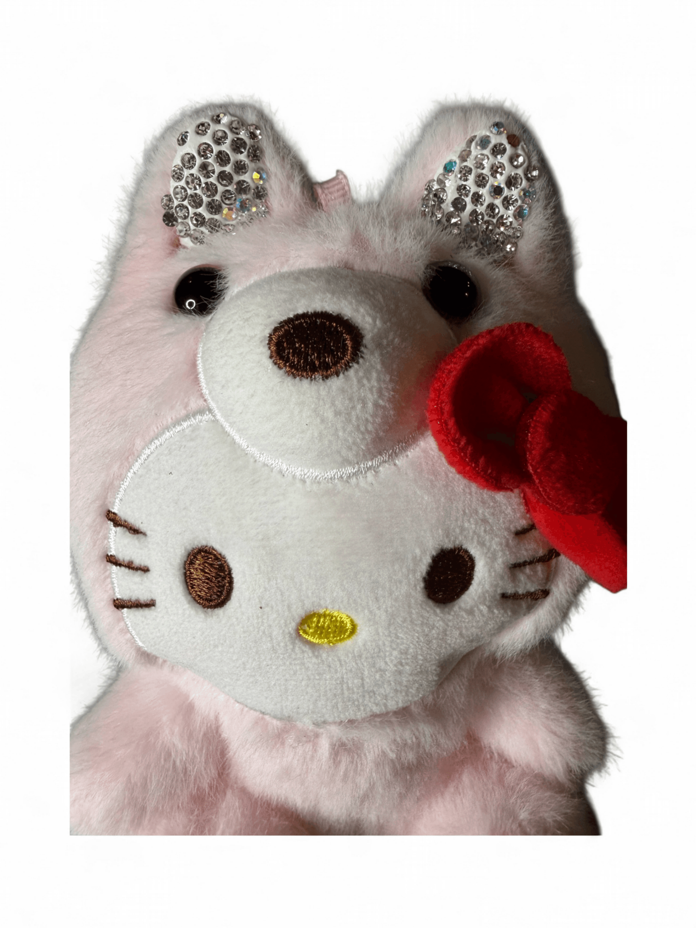 Hello Kitty Pink Plush with Rhinestone Ears and Red Bow - Thumbnail 3