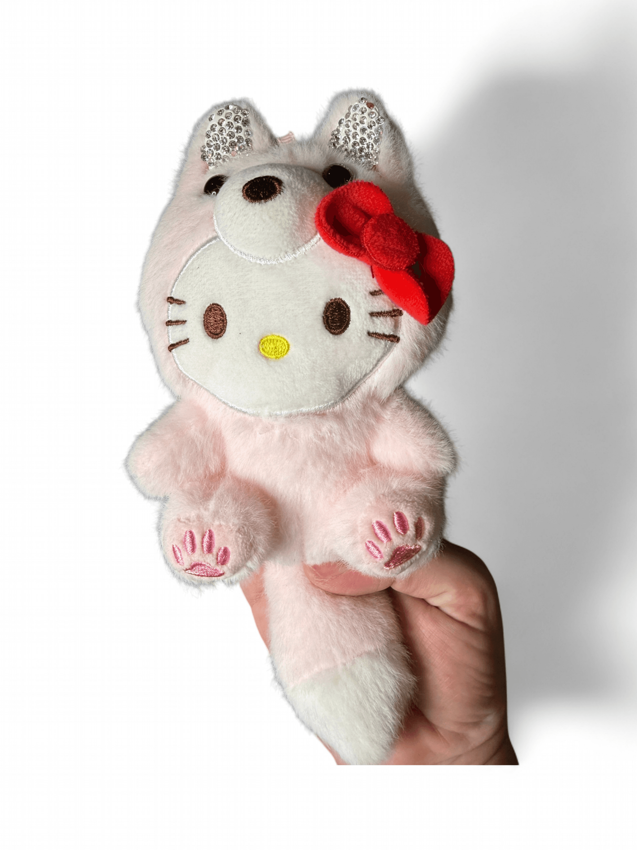Hello Kitty Pink Plush with Rhinestone Ears and Red Bow - Thumbnail 4