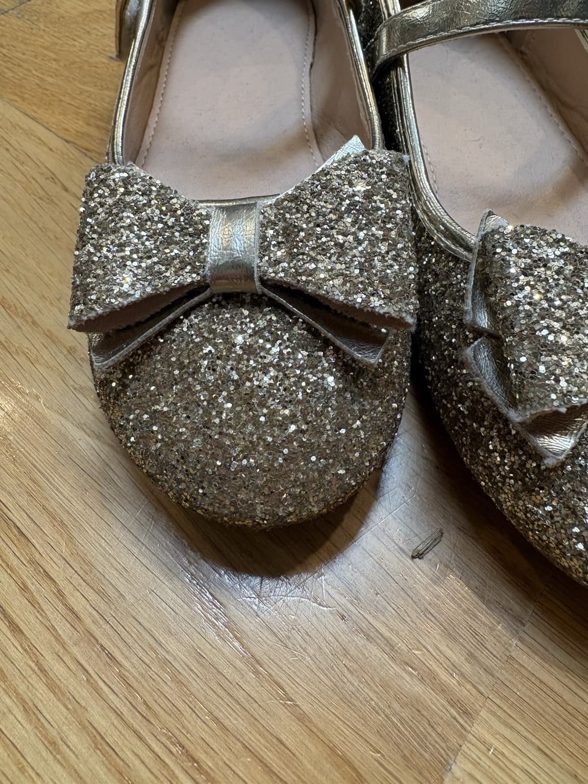 Gold Sequin Glitter Ballet Flats, Girls Size 1 - Thumbnail 3