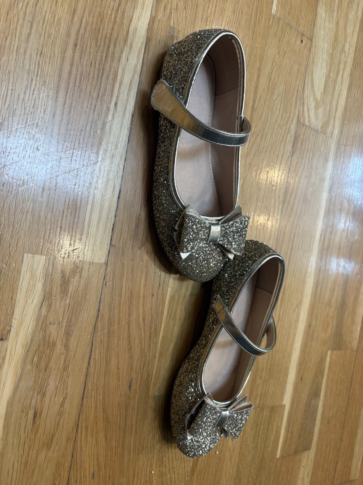 Gold Sequin Glitter Ballet Flats, Girls Size 1 - Thumbnail 2