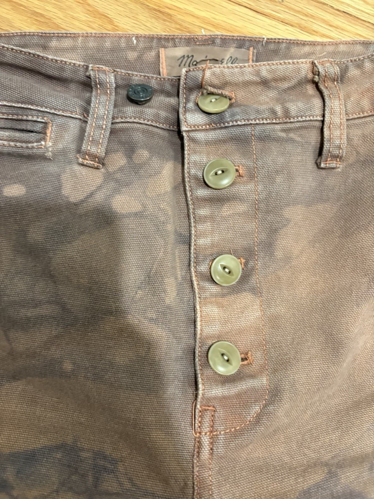 Madewell Tie Dye Jeans Brown Mauve 29 Wide Leg Ankle High-waist Button-fly - Thumbnail 5