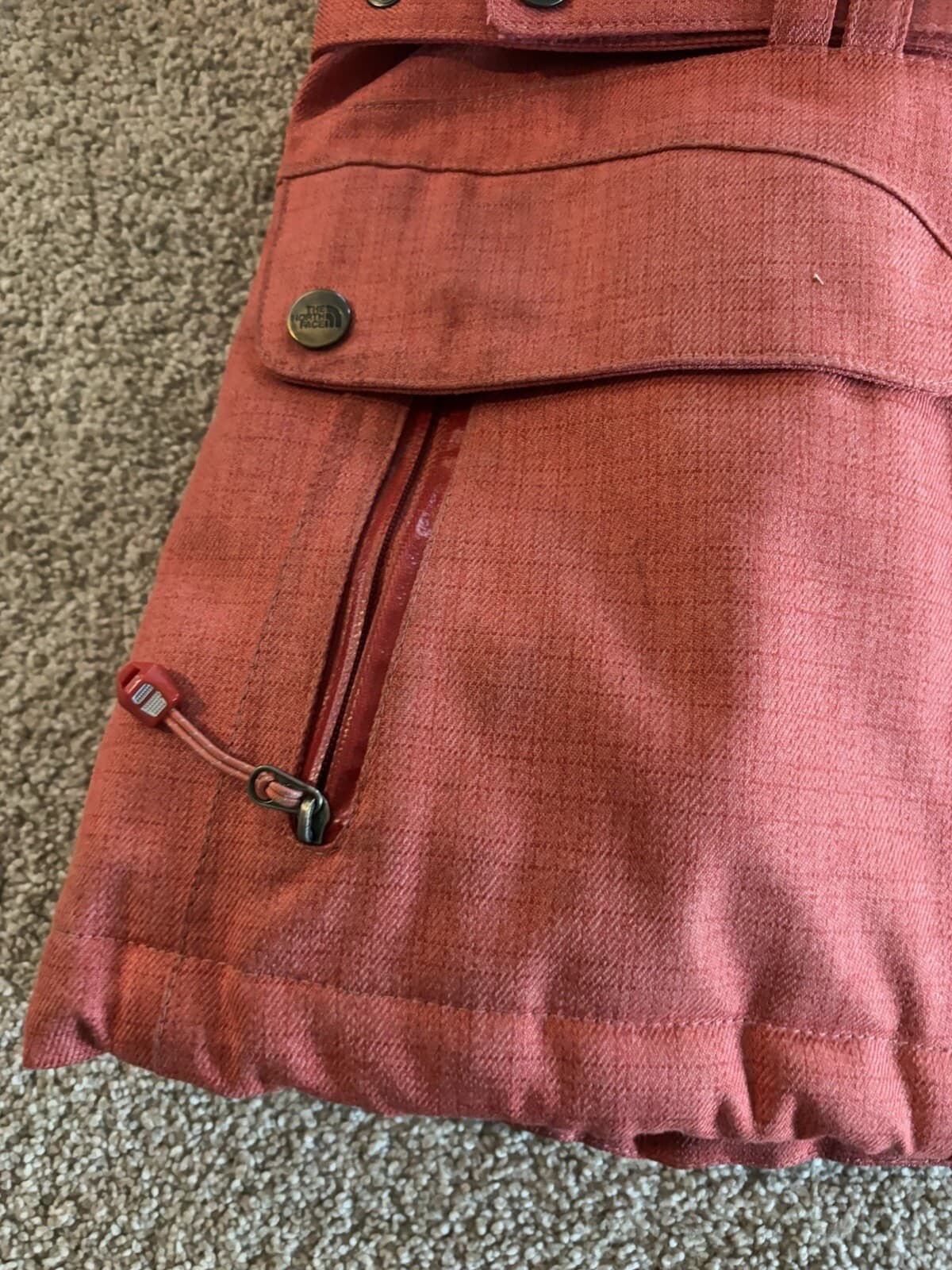 North Face hyVent Jacket Parka Women’s Small S Coral Orange Belted 600 Hood Ski - Thumbnail 3