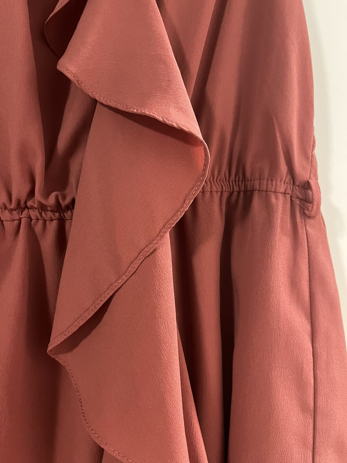 Zara Cocktail Dress Mauve Pink Ruffle small S - Thumbnail 2