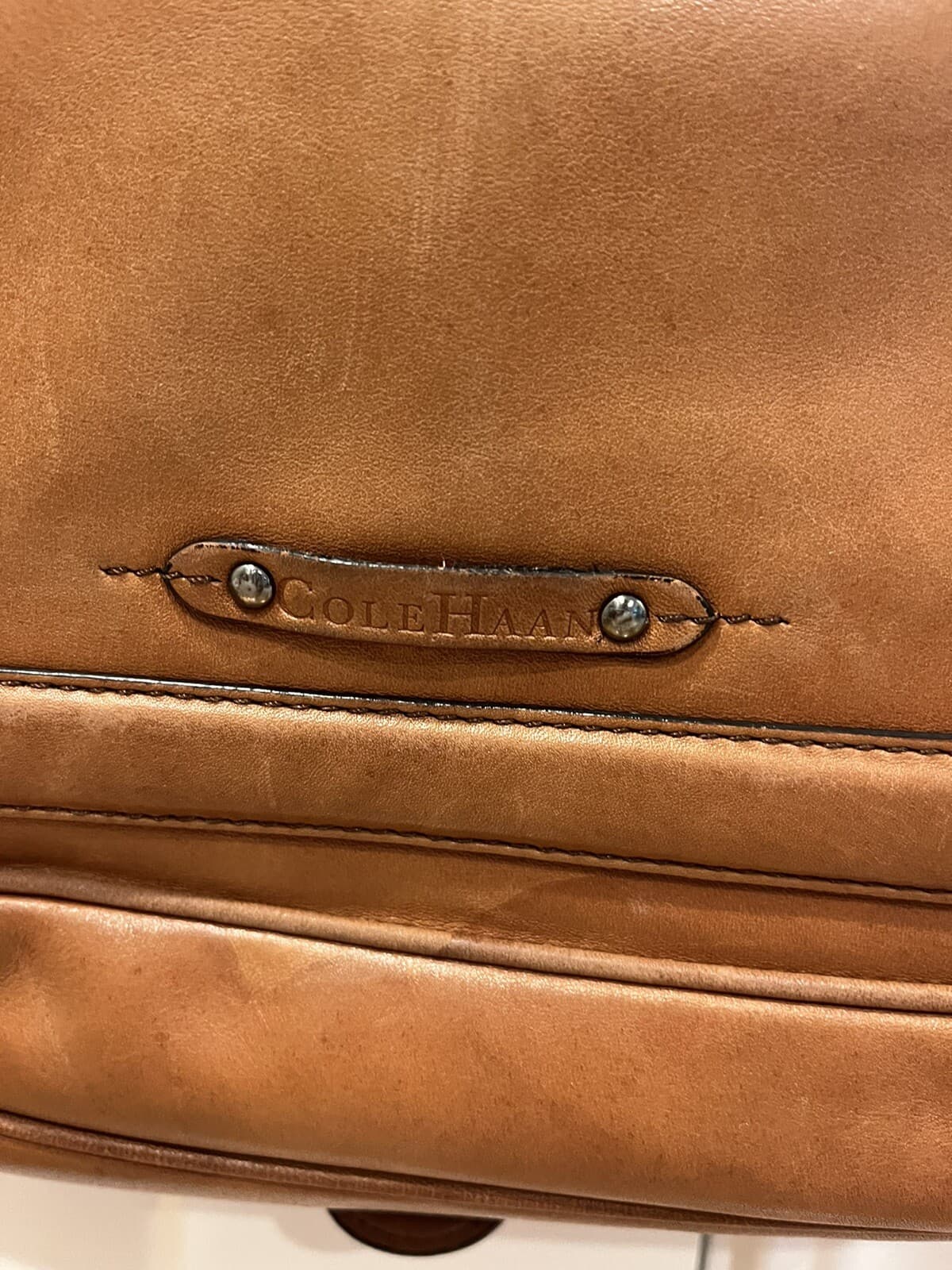Cole Haan tan cognac brown tote shoulder bag purse - Thumbnail 6