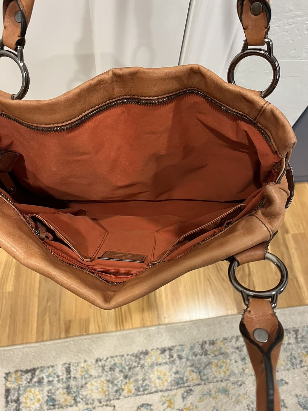 Cole Haan tan cognac brown tote shoulder bag purse - Thumbnail 5
